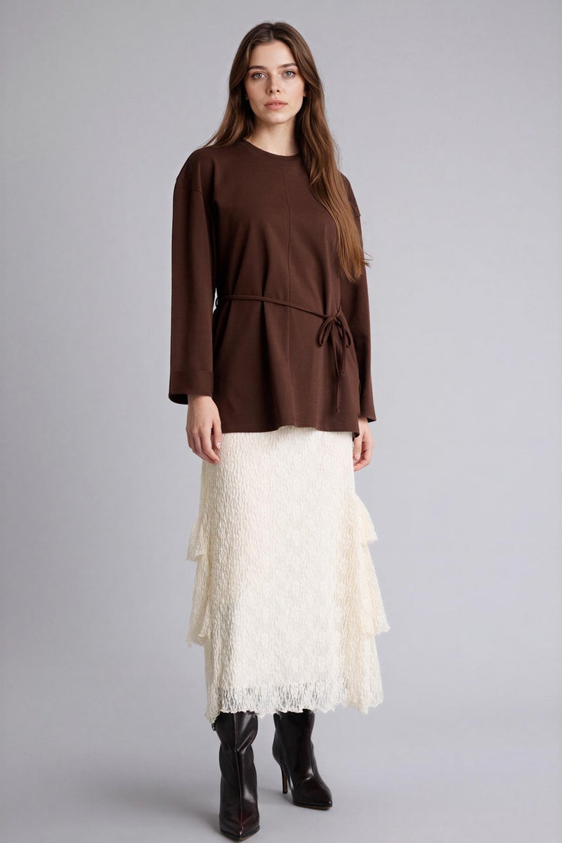 ديفاكتو جيبة تريكو ميدي دانتيل بقصة A - Image 1